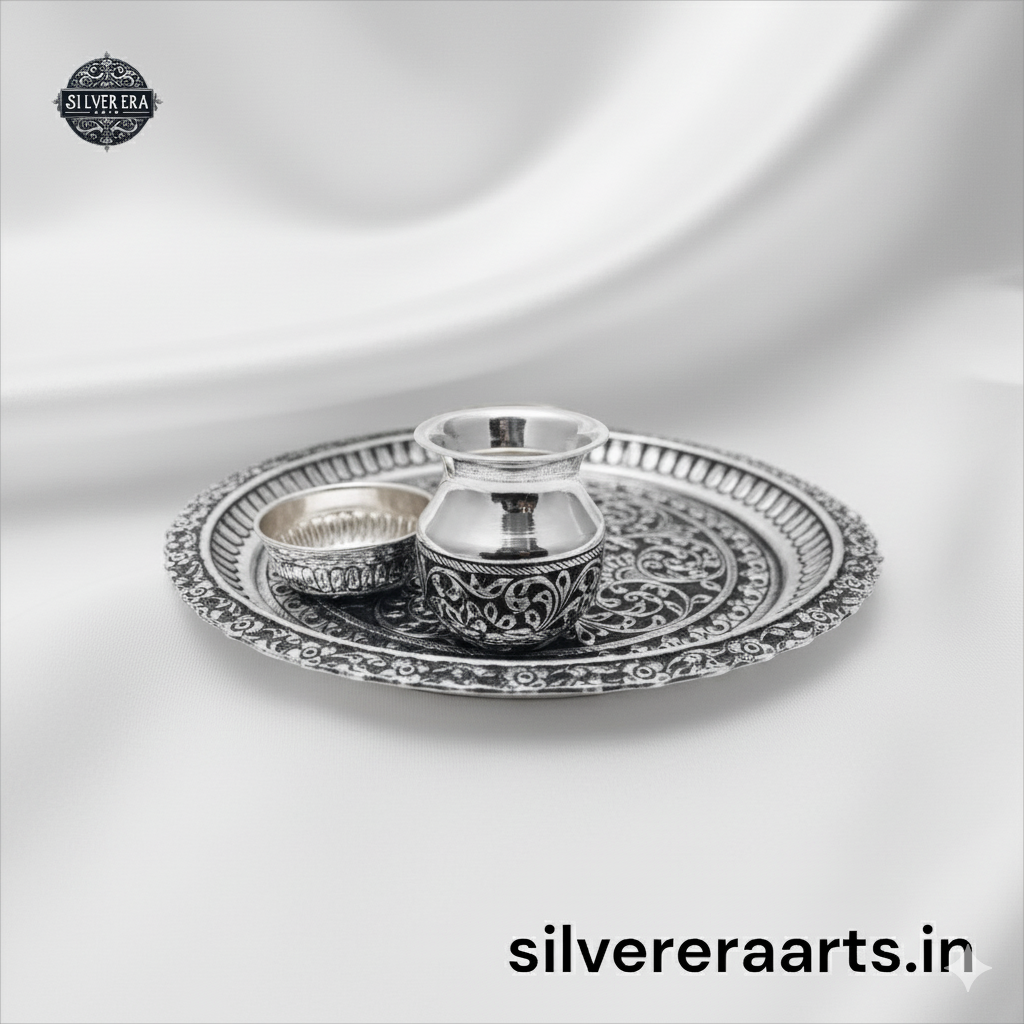 silver pooja thali