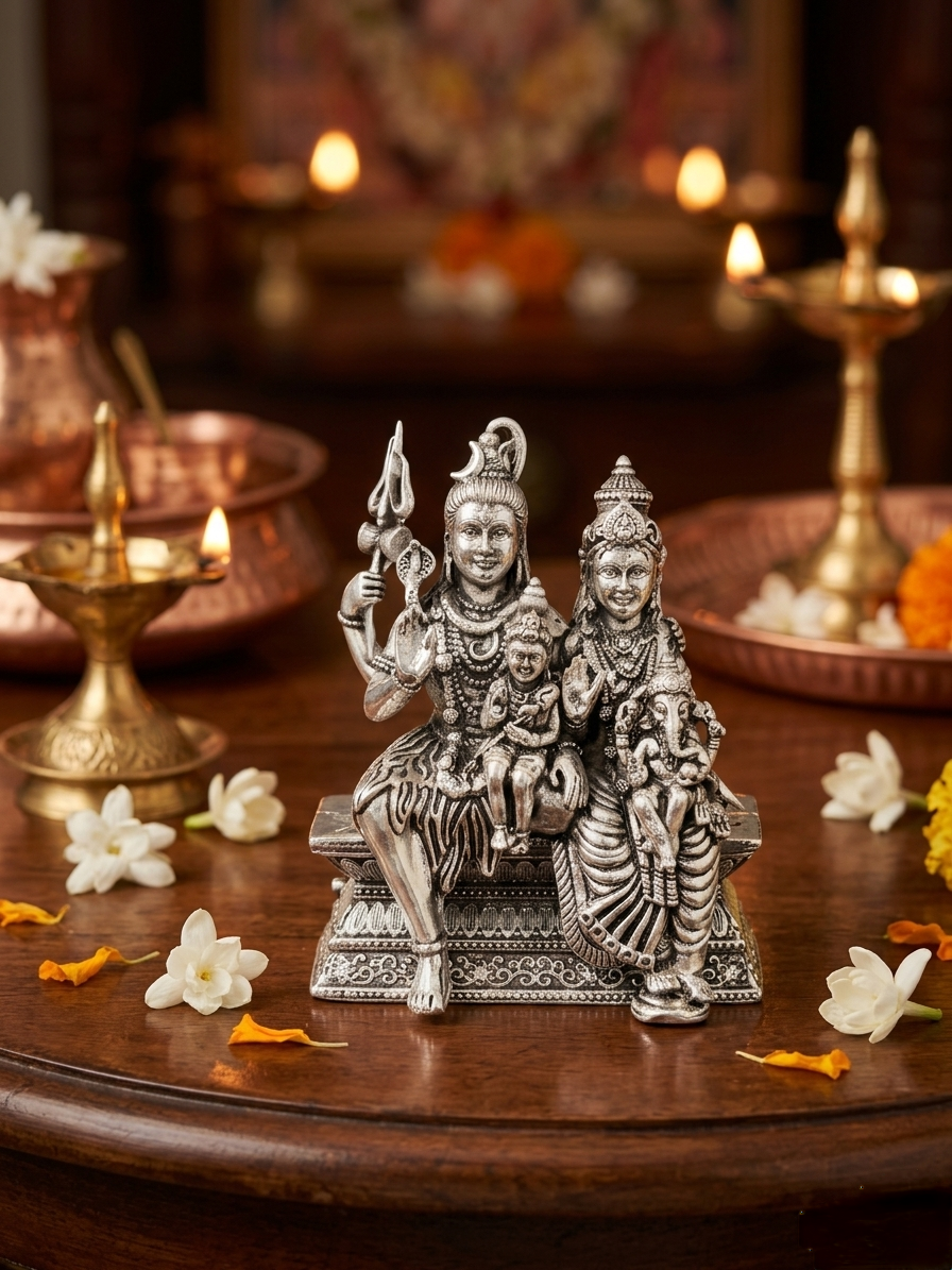 Shiv Parivar Silver Idol